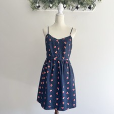 J. Crew Navy Watermelon Print Sun Dress Size 10 ab3121