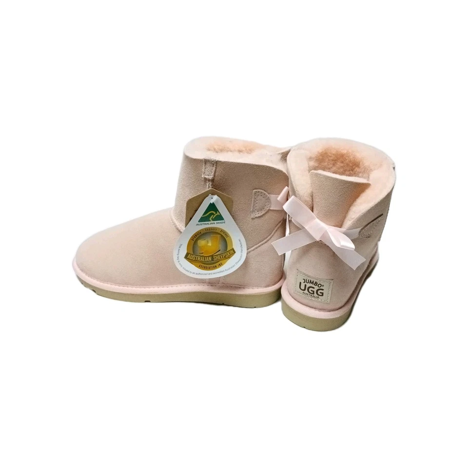 LADIES JUMBO UGG AUSTRALIA BOW PINK SIZE 7W SHEEPSKIN AQUA REPEL  - Image 3 of 4