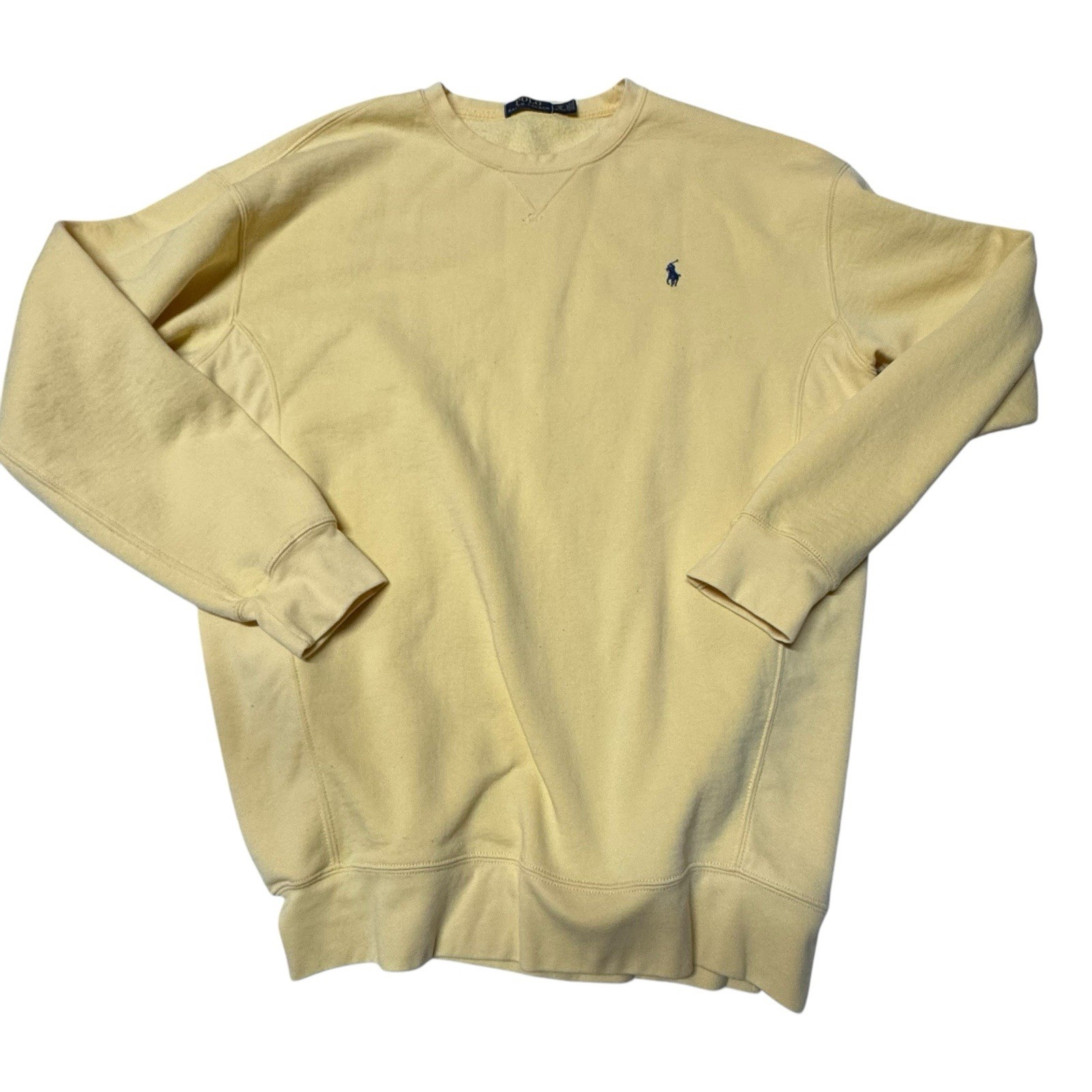 Polo Ralph Lauren uomo LT felpa alta gialla classica girocollo blu pony