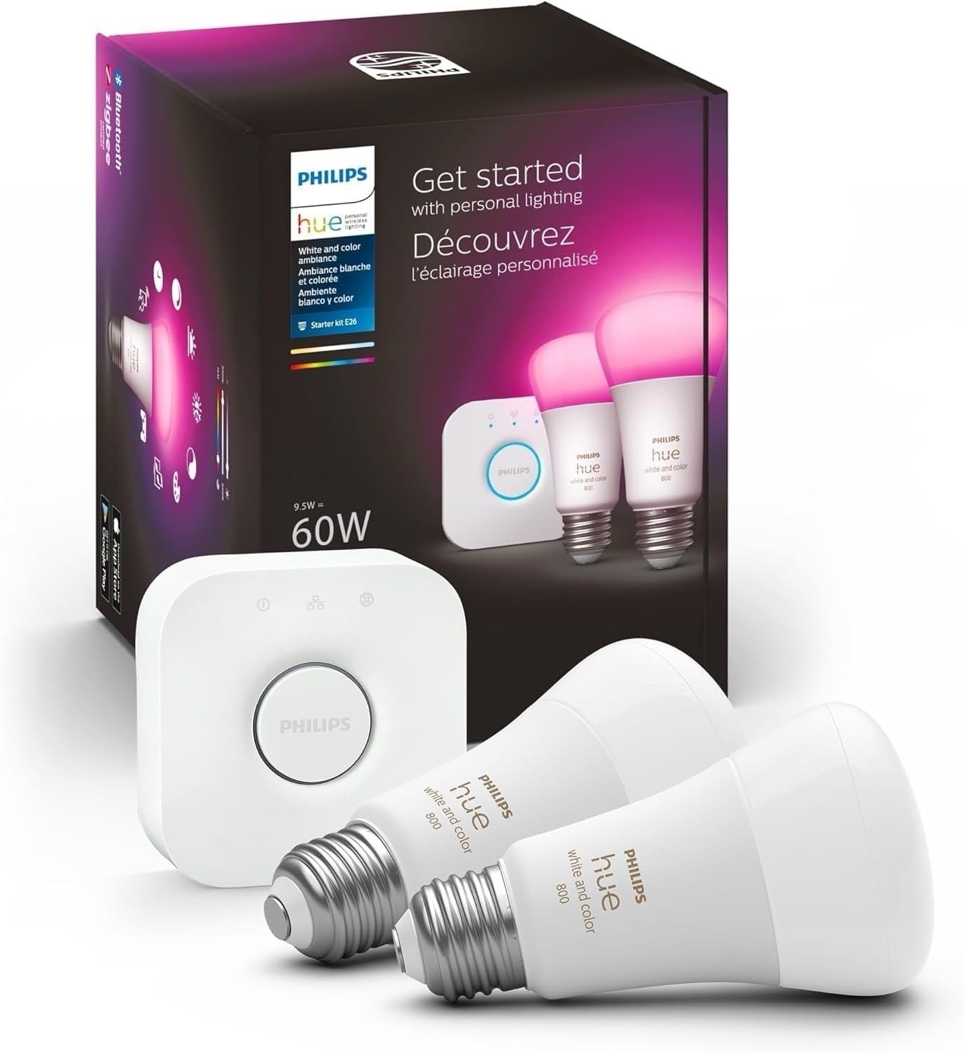 Starter Kit A19 60w White + Color Ambiance No Box !