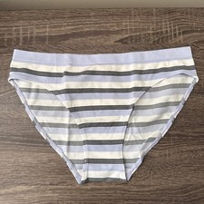Victoria s Secret Large Blue Stripe Stretched, Smooth Bikini Panties