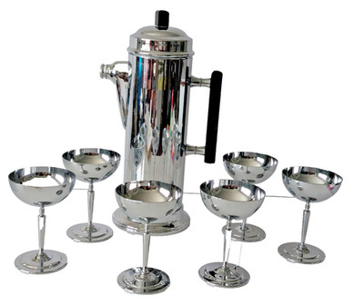 Streamline/skyscraper  12''  CHROME SHAKER with  6 stylish STEMS SH-1