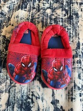 Marvel Disney Spider-Man Red Blue Boys Plush Slippers House Shoes Size L 13/1 