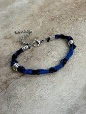 TZITZIT BRACELET Black And Blue Adjustable Tzitzit Bracelet DEUT 6:8 Knots YHWH