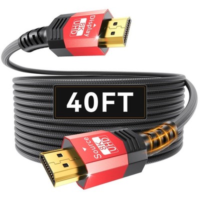 Fiber Optic HDMI 2.1 Cable 40FT 48Gbps 8K-60Hz 4K-120Hz eARC - Ultra High Speed