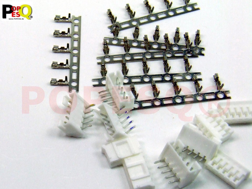 POPESQ 3-polige Stecker & Buchsen Set 2.54mm - 5x Stiftleiste, 5x Buchsenleiste, 20 Krimpkontakte