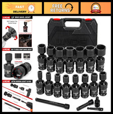 19-Piece 3/8" Drive Universal Impact Socket Set, Metric Wobble Sockets 8-22mm, E
