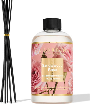 Reed Diffuser Refill Sandalwood Rose 17Oz (500Ml) with 8 Sticks - Premium Long-L