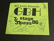 GBH 1986 Backstage Pass Midnight Madness tour with Cro Mags signed by all