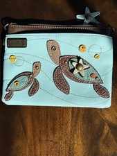 New Chala Sea Turtle Mini Crossbody Clutch Bag Teal Vegan Leather No Strap