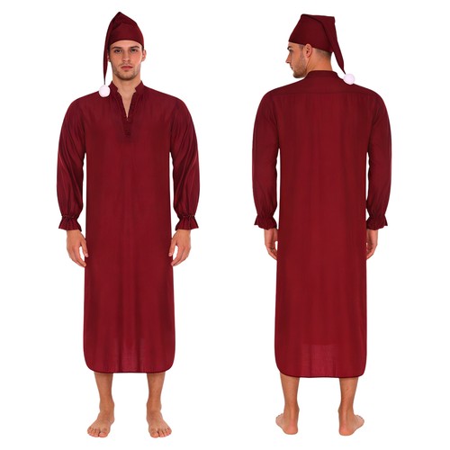 Pigiama da notte uomo abiti camicie da notte camicia da notte pigiama arabo pigiama a quadri - Foto 4 di 31