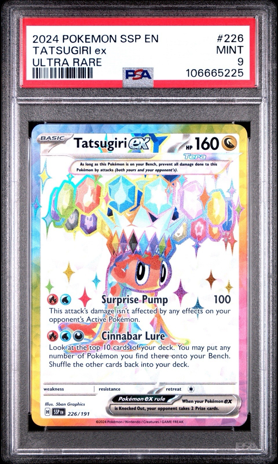 2024 POKEMON SSP EN-SURGING SPARKS ULTRA RARE #226 TATSUGIRI EX PSA 9