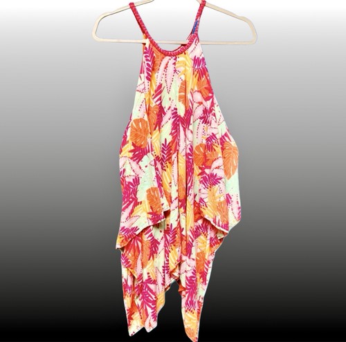 Cat & Jack Pink Floral Boho Hippie Festival Shark Bite Handkerchief Dress Sz 7/8 - Picture 6 of 6