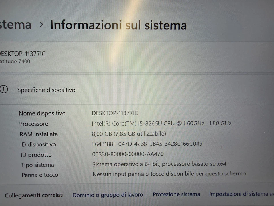 Dell Latitude 7400 · i5-8265U · 8GB · 256GB, foto 3 di 5