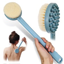 Bath Body Brush 15" Long Handle Back Shower Exfoliating Back, Blue