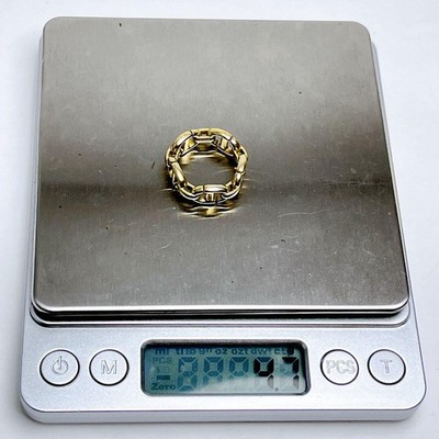 Christian Dior CD Navy Finger Ring Gold Plated Size US6.0 Jewelry
