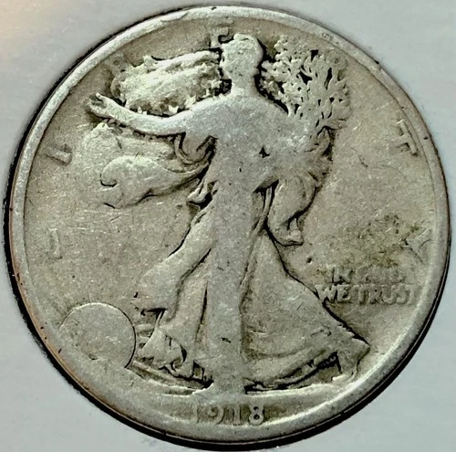 1918-D Walking Liberty Silver Half Dollar 50c in Good Condition, Better Date