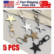 5pcs Star Golden Zipper Pulls - Detachable Puller for Bags Jackets Shoes Pendant