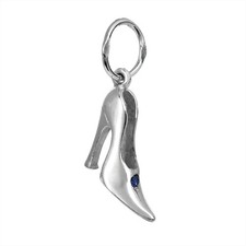 High Heels Schuhe 925 Sterlingsilber Kettenanhänger Blau Zirkonia Sandaletten