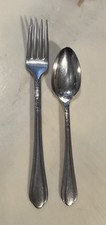 Vintage Nursery 1940-60's Fork Spoon Set Silver Plate A1 6 4/8" 5"
