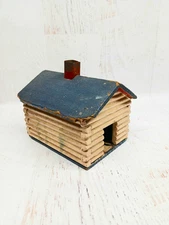 Early Original Primitive Folk Art Log Cabin Maple Syrup House Incense Burner