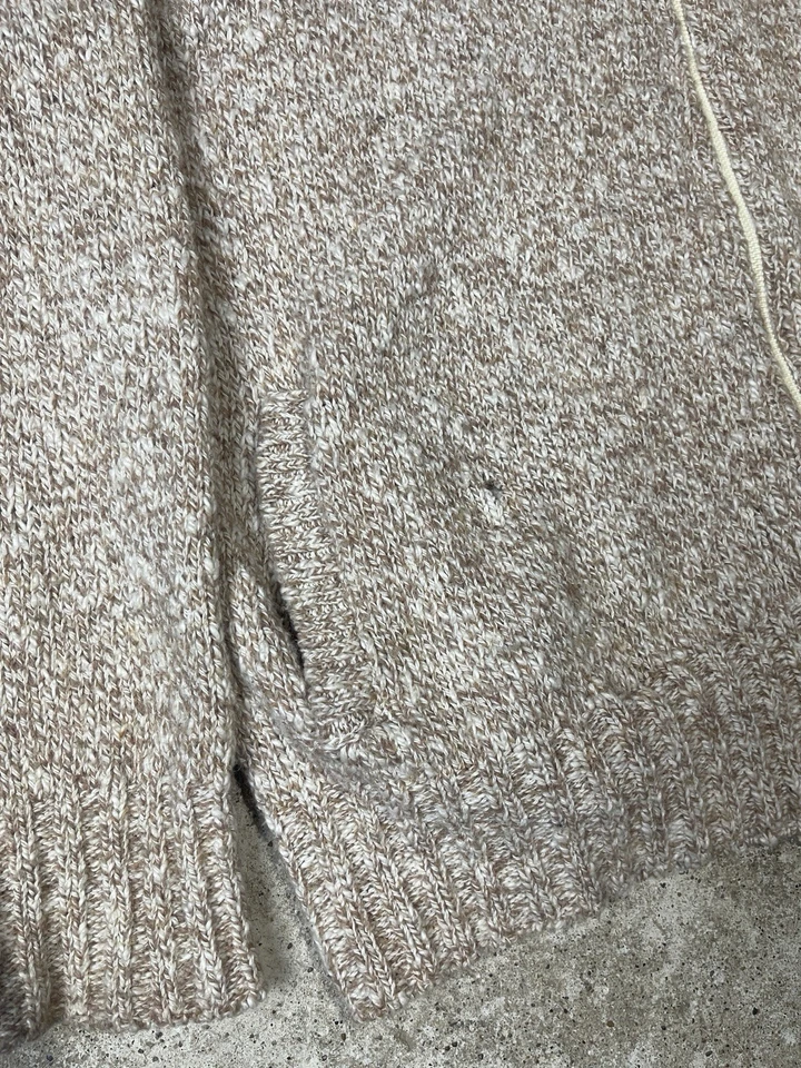 Vintage LL Bean Sweater 70s 80s Knit Full Zip Brown Tan cardigan wool USA Large - Image 3 of 4