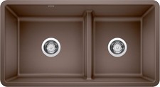 BLANCO 442528 Precis Silgranit 60/40 Double Bowl Kitchen Sink Low Divide 33"