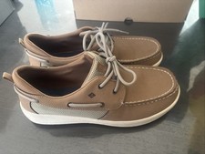 Sperry Boat Shoes Brown Lace Up Comfort Nautical Synthetic Textile Boys