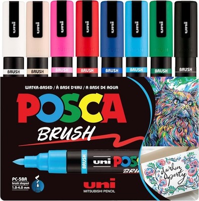 Versatile Water-Based Paint Markers - Brush Tip 1.0-4.0mm with 8 Colors