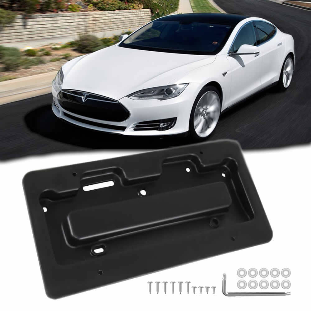 Kセット For 16-22 Tesla Model S Front License Plate Bracket Holder Black