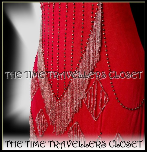 BNWT KATE MOSS TOPSHOP EMBELLISHED 20s FLAPPER RED BANDEAU MINI DRESS UK 10 38 - Picture 2 of 8