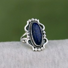 925-Sterling Silver Gemstone Lapis Lazuli Handmade Beautiful Women Gift Jewelry