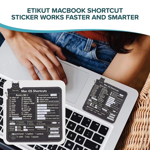 1PC Design for Mac OS System Keyboard Shortcut Sticker Black No residue Lapto LI
