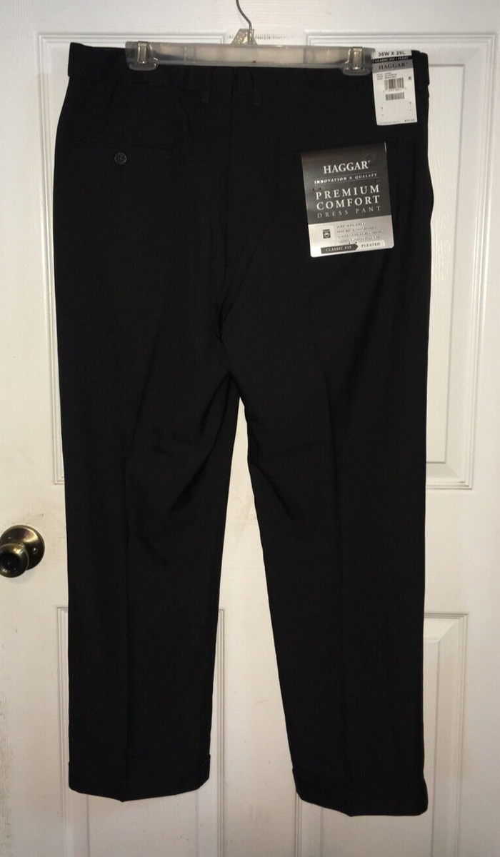 haggar premium comfort dress pant pleated Haggar Premium Comfort Dress Pant Classic Fit Pleated Big & Tall Size 52W X  30L