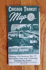1948 CHICAGO TRANSIT AUTHORITY CTA STREETCAR TROLLEY BUS SUBWAY MAP