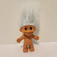 Vintage Russ China Troll Doll Baby Boy Blue Hair