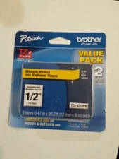 Brother International TZE6312PK 12mm Black On Yellow 2 Tape included (B14)