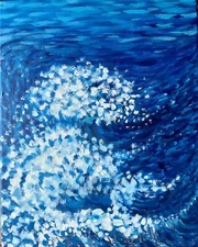 Blue Ocean Wave Seascape Original Acrylic Painting 
