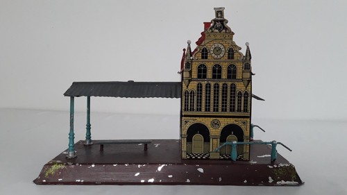 Blech Bahnhof Modellbahn Spielzeugeisenbahn, sehr alt - Bild 4 von 13
