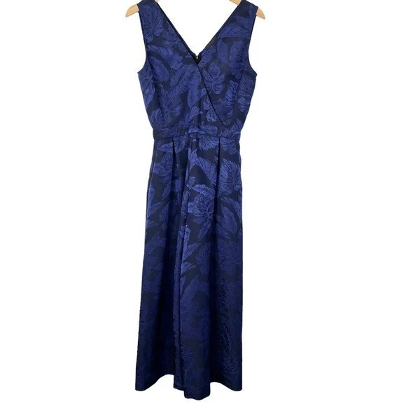 J. Crew Jumpsuit Womens Floral Jacquard Wide Leg V-Neck Sleeveless