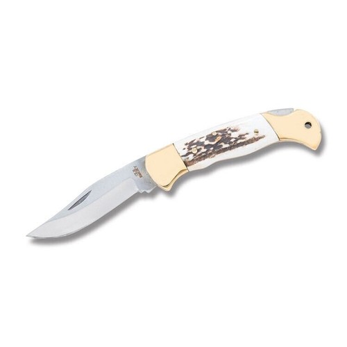Ole Smoky Lockback Pocket knife Stag Handle with Leather Belt Sheath - Picture 2 of 4