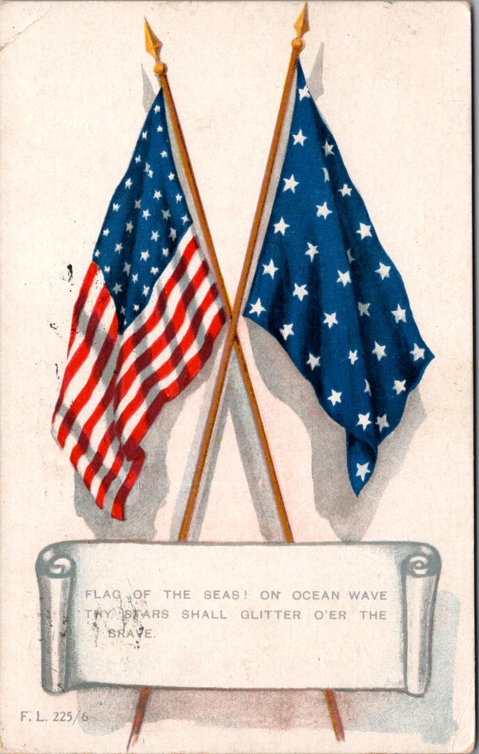 1908 Rotograph Co. Union Jack Maritime & American Flag of the Seas