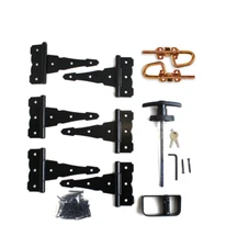 Shed Door Hardware Kit 8" Colonial Hinges, T Handle, Loop Barrel Bolts, Screws