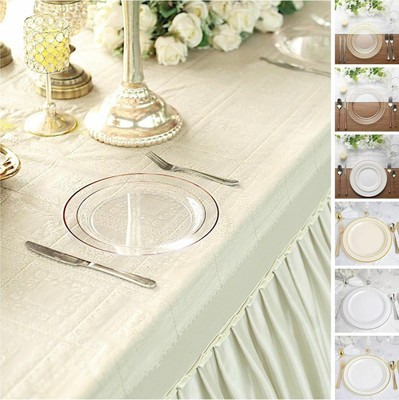 Plastic 8'' ROUND PLATES Trim Party Wedding Catering Disposable TABLEWARE