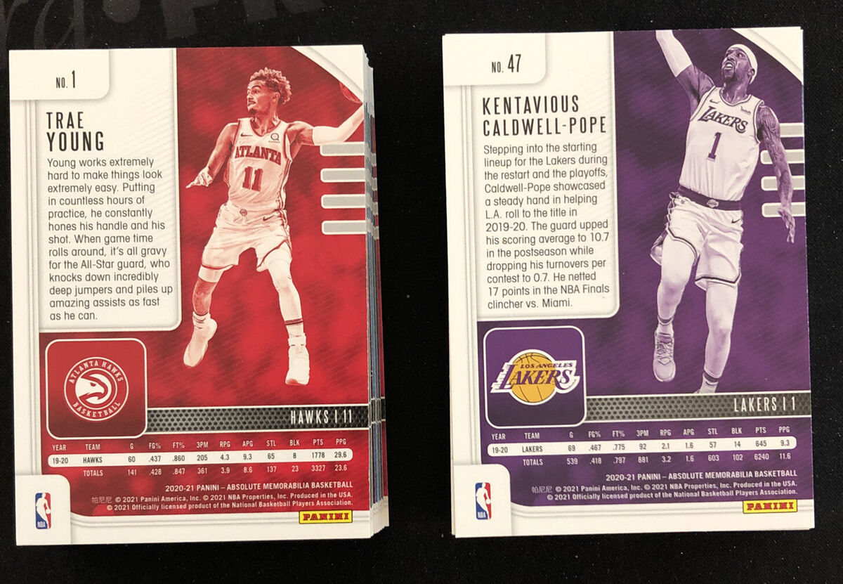 2020-21 Panini Absolute Memorabilia Basketball Cards Singles
