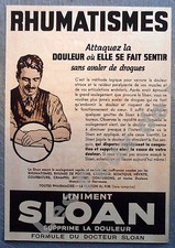 Publicite Liniment Sloan contre rhumatismes   1939  advert