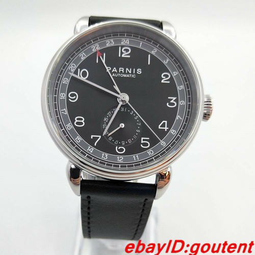 Nuevo 42mm PARNIS esfera negra plata estuche pulido fecha GMT reloj automático para hombre - Imagen 7 de 7
