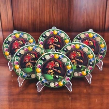 VTG Coasters Clay Pottery Dogs Hustlers Playing Pool Man Cave Billiards Set 6