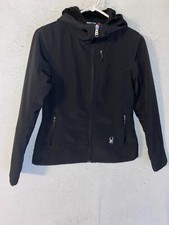 Spyder Womens Full Zip Sweater Jacket Black Hood Polyester Small