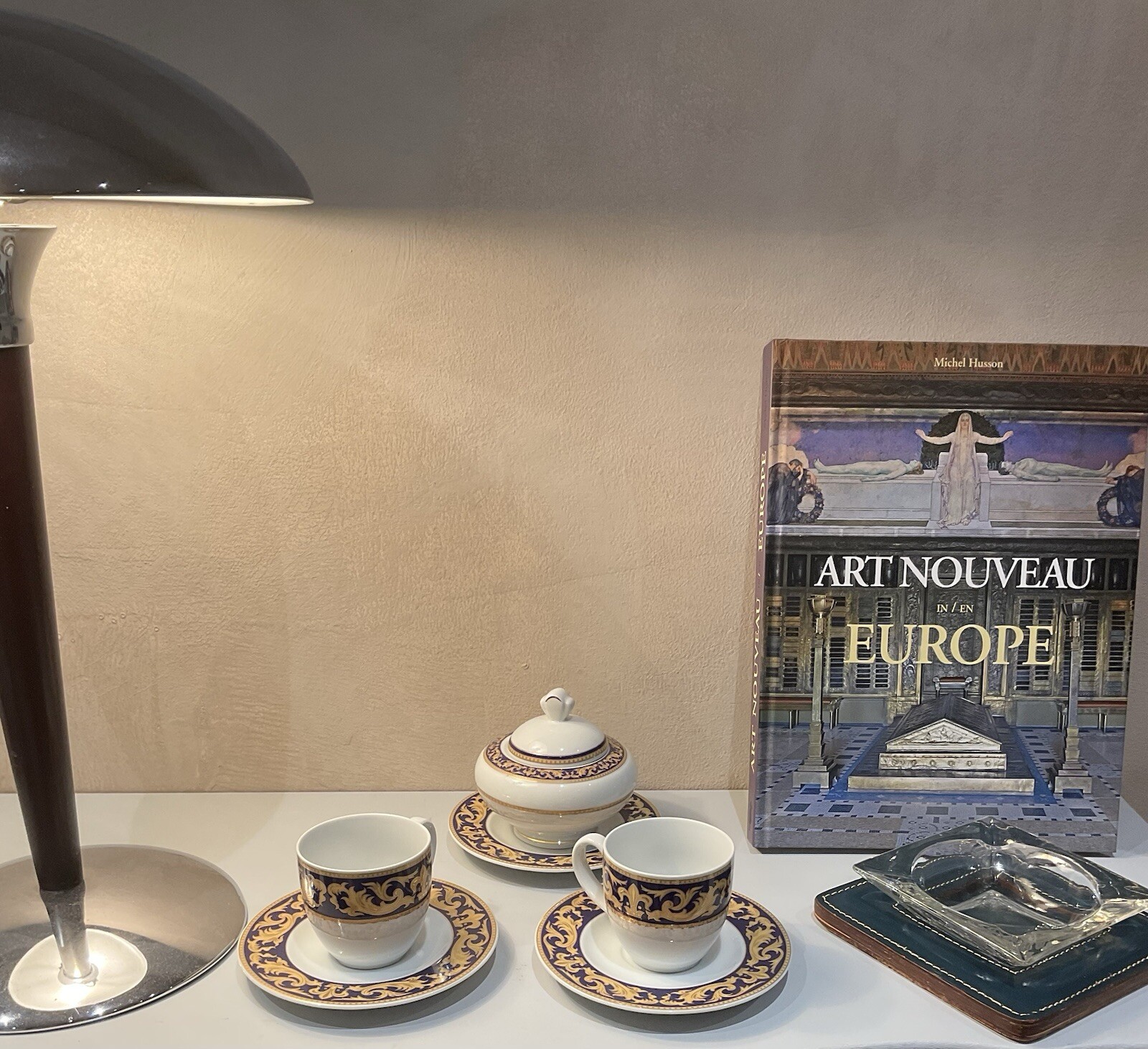 Service à café bleu de France collector style Alexandre III en porcelaine fine